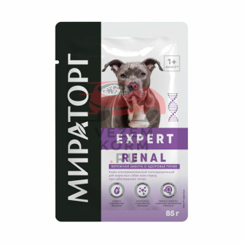МИРАТОРГ Expert Renal полнорационный влажный корм для собак «Бережная забота о здоровье почек», кусочки в желе-0